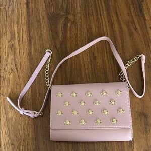 Betsey Johnson Blush Pink Crossbody with Gold Skull Accents